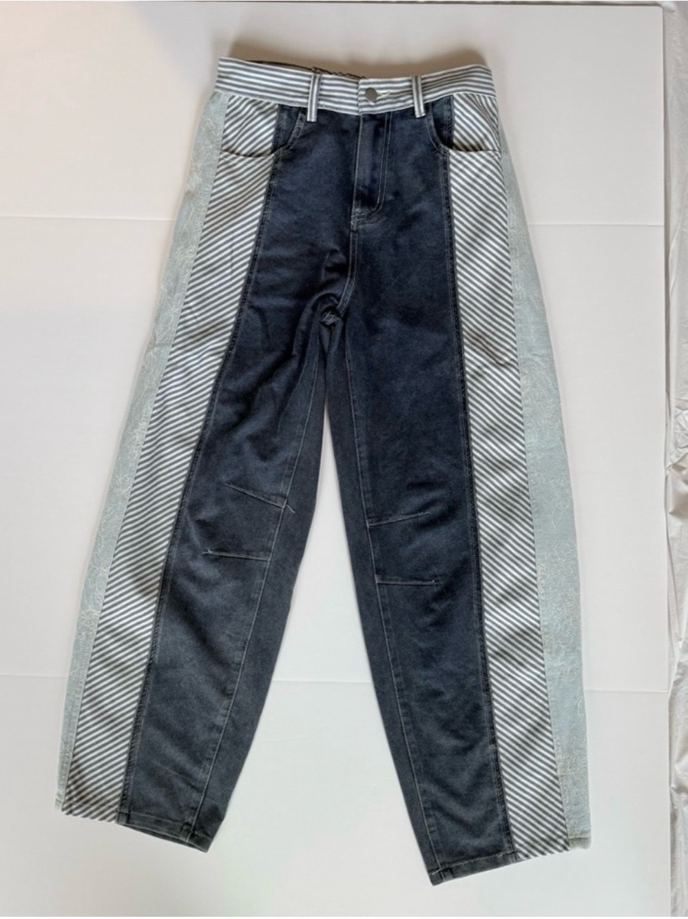 POL Striped Boho Patchwork Jeans